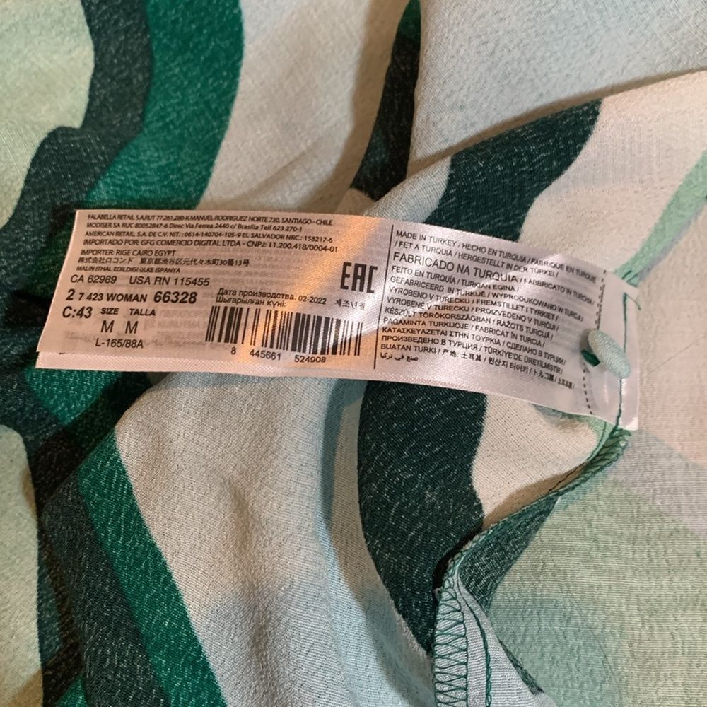 FRESH & EFFORTLESS | Mango Green Striped Print Dress - NWT Size Medium - Picture 14 of 14